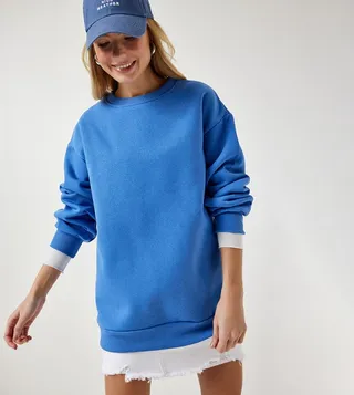 Solid Long Sleeves Oversized Sweatshirt