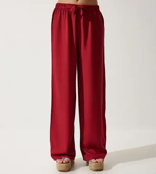 Solid Drawstring Waist Palazzo