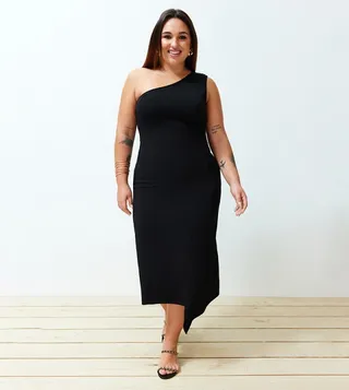 Drape Detail One Shoulder Sheath Dress