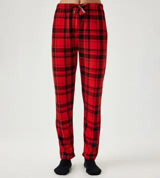 Plaid Drawstring Waist Pajama Bottom