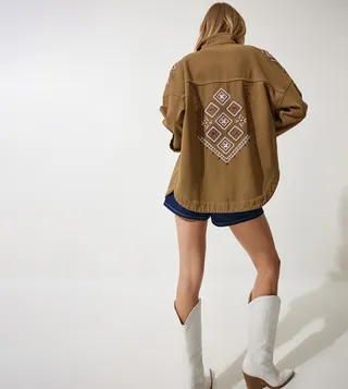 Embroidered Oversized Shacket