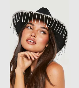 Diamante Tassel Trim Cowboy Hat