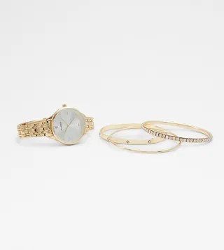 SIRAS Analog Watch and Embellished Bracelet Set
