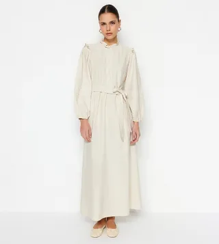 Solid Belt Detail Maxi Dress