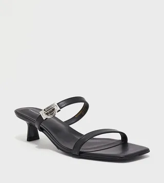 Metallic Accent Double Strap Sandals