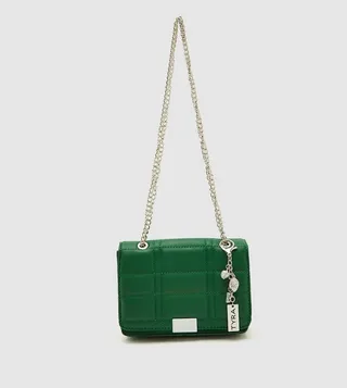 Quilted Crossbody Bag with Keychain