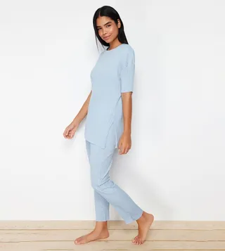 Solid Knitted Pyjama Set