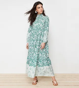 Paisley Patterned Long Sleeves Shirt Dress
