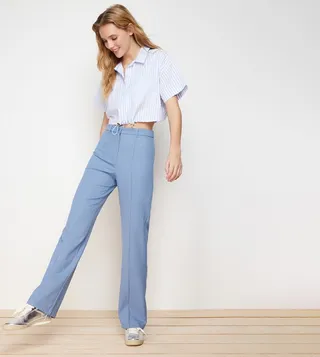 Seam Detail Straight Fit Trousers