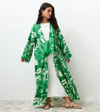 Tropical Patterned Woven Kimono