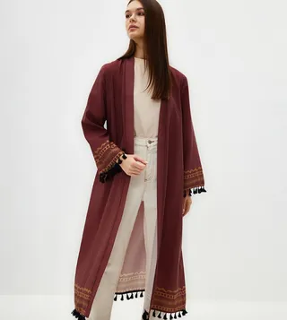 Patterned Shawl Collar Kimono