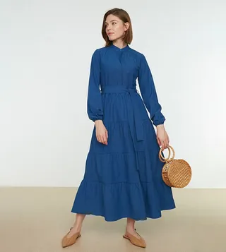 Belted Tiered Maxi Dress