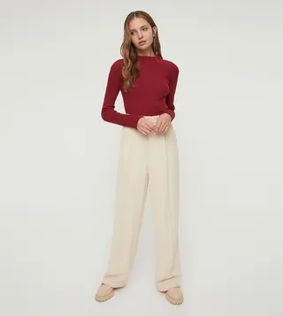 Turtleneck Corduroy Knitted Top