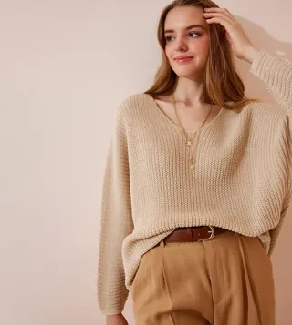 Knitted V-Neck Sweater
