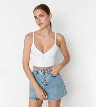 Basic Solid Denim Shorts