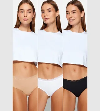 Pack of 3 Lace Trim Hipster Briefs