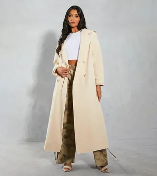 Oversized Woven Boxy Trench Coat