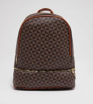 Printed Zippered Backpack