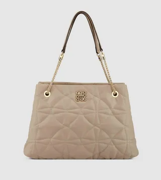 MARIAM Quilted Chain Handle Tote Bag