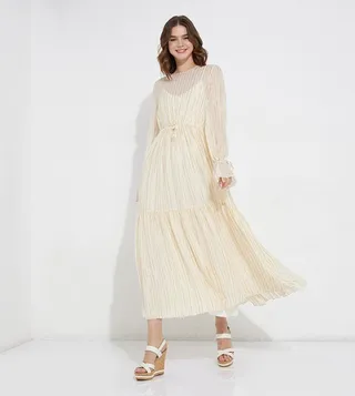 Striped Tiered Midi Dress