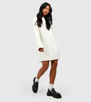 Cable Knit Mini Sweater Dress