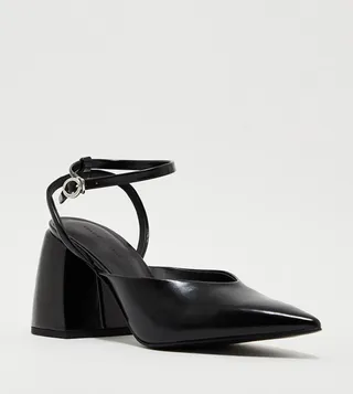 Ankle Strap Chunky Heel Pumps