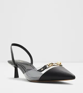 SAFIANA Chain Link Detail Slingback Pumps