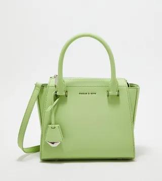 Textured Trapeze Satchel Bag
