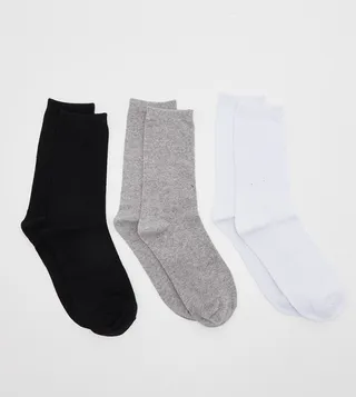 Pack of 3 Solid Knitted Crew Socks