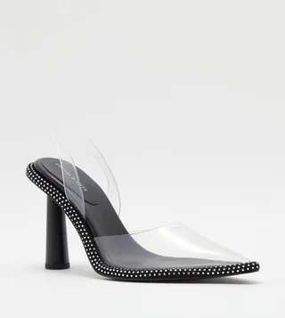 Embellished Pointed Toe Slingback Pumps