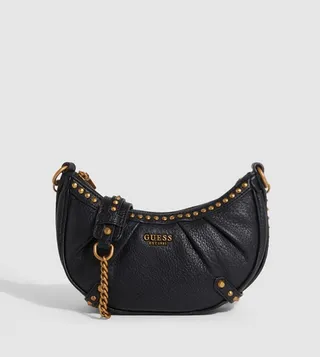 Logo Detail Studded Shoulder Bag