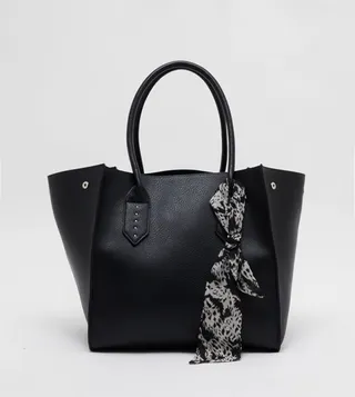 Textured Scarf Detail Tote Bag