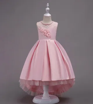 Long Tail Embellished Pleated Dress