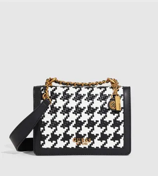 Houndstooth Patterned Shoulder Bag