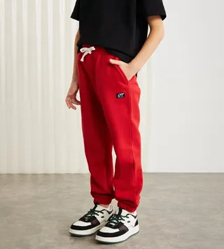 Label Detail Drawstring Waist Joggers
