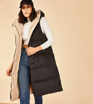 Reversible Hooded Long Inflatable Vest
