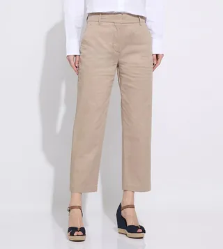 Solid High Waist Slim Fit Trousers
