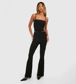 Bengaline Bow Detail Flare Trousers