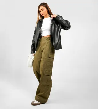 Pocket Detail Cargo Straight Trousers