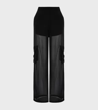 Pocket Detail Chiffon Lined Pants