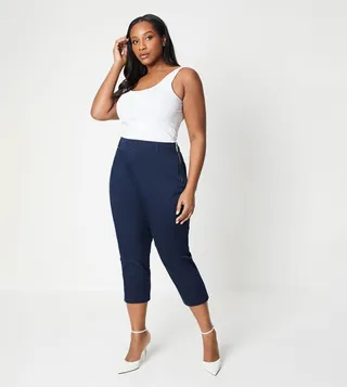 Curve Side Zip Stretch Crop Trousers