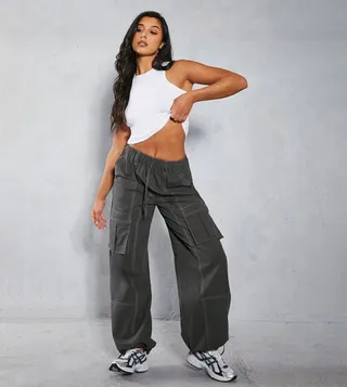 Contrast Stitch Utility Cargo Trousers