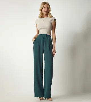 High Waist Wide Leg Trousers