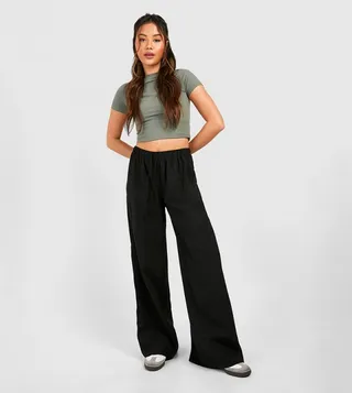 Solid Wide Leg Trousers