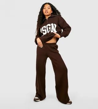 Petite Knitted Wide Leg Trousers
