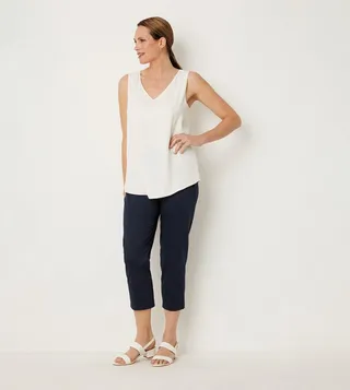 Side Zip Stretch Crop Trousers