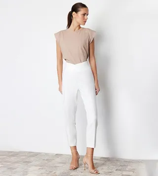 Ribbed Cigarette Woven Trousers