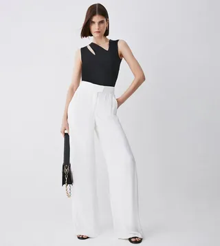 Viscose Satin Back Crepe Wide Leg Trousers