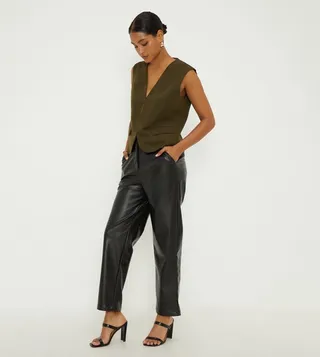 Faux Leather Ankle Grazer Trousers