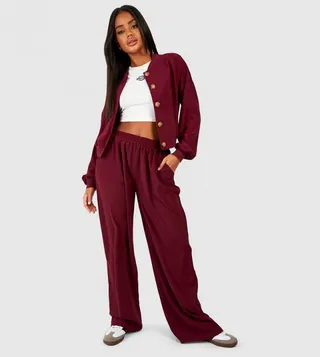 Elasticated Waist Fluid Fit Wide Leg Trousers